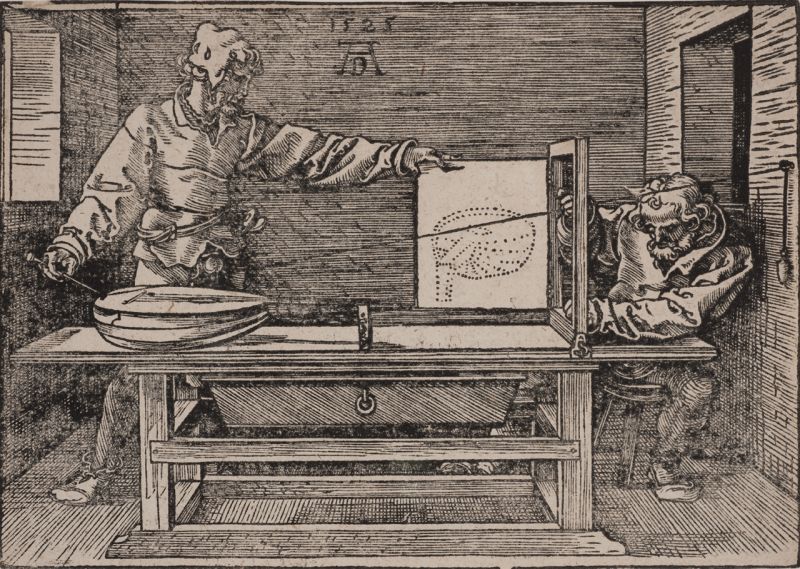 Durer, Draftsman drawing a lute (The Manual of Measurement), 1525