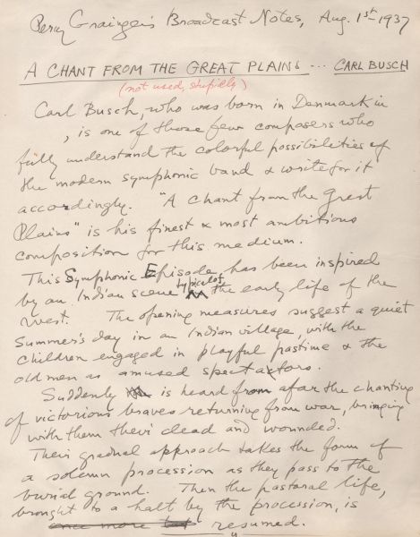 Broadcast Note for Carl Busch&rsquo;s A Chant from the Great Plains