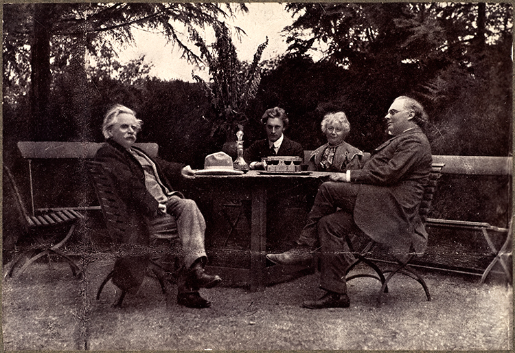 Edvard Grieg, Percy Grainger, Nina Grieg and Julius Röntgen. July 1907.
