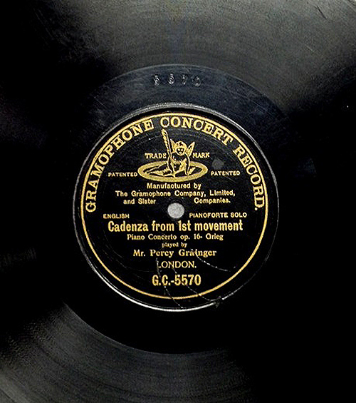 Percy Grainger. 'Piano Concerto in A minor Op 16'. Edvard Grieg (1843-1907) Movement 1: Cadenza recorded 16 May 1908.