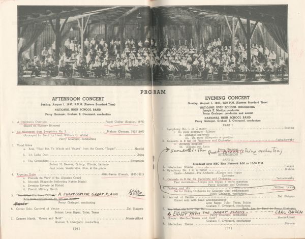 A concert program annotated by Percy Grainger