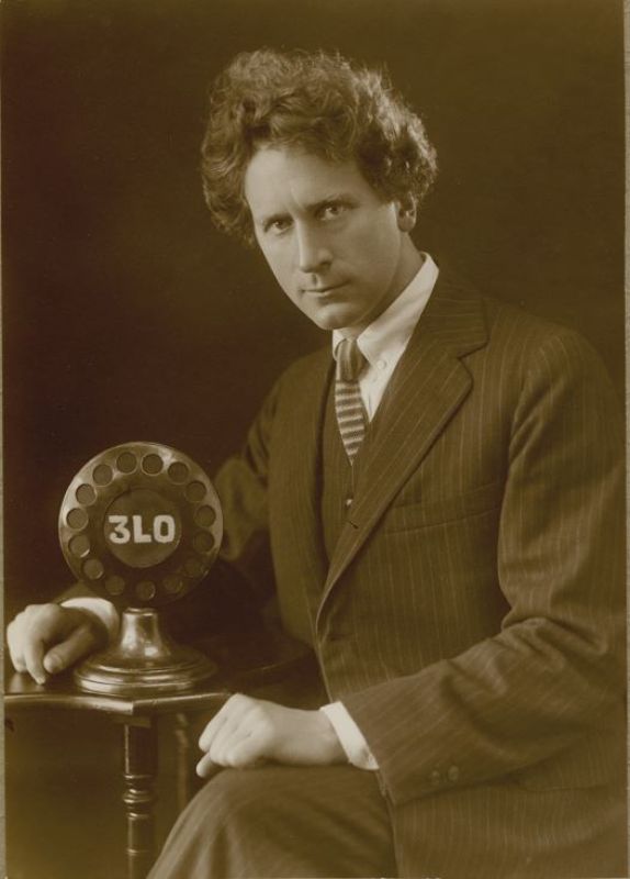 Percy Grainger with a 3LO radio microphone